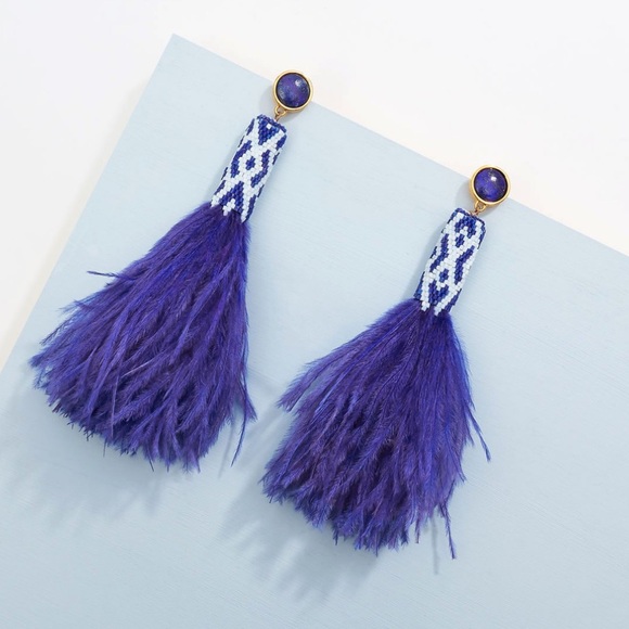 Mignonne Gavigan beaded feather earrings - Picture 3 of 3